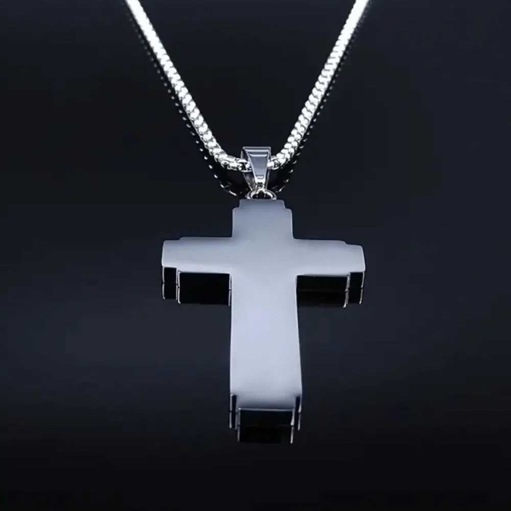 Silver Cross Necklace Lord's Prayer Pendant Anniversary Birthday Fashion Gift
